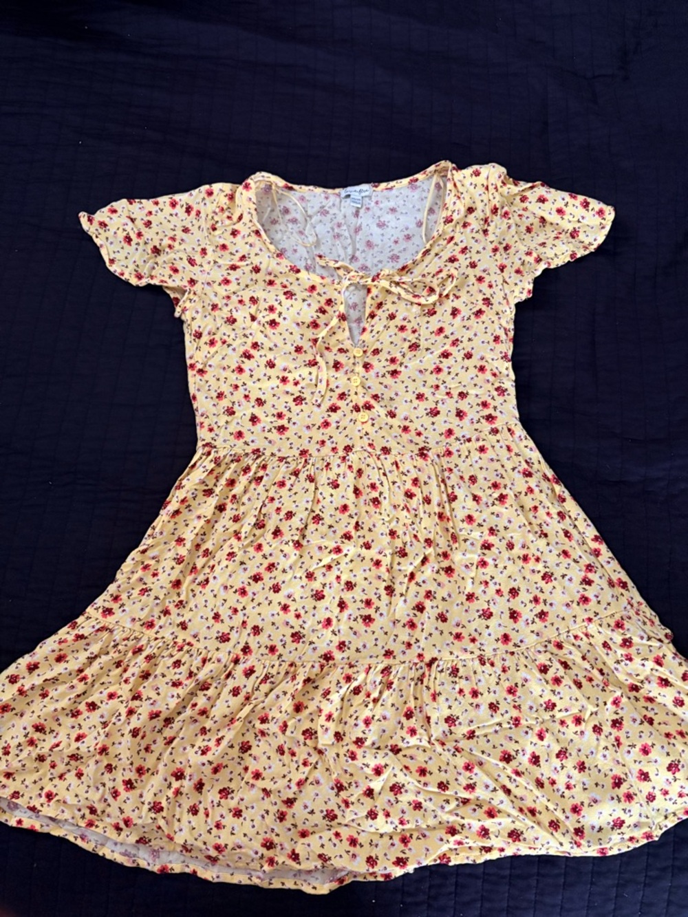 Floral Tie-Front Yellow Dress